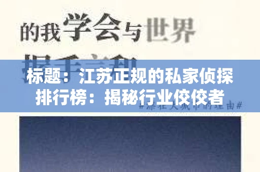 标题：江苏正规的私家侦探排行榜：揭秘行业佼佼者